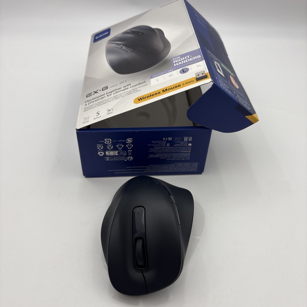 ELECOM EX-G Wireless Ergonomic Silent Right-Hand Mouse 5Btn